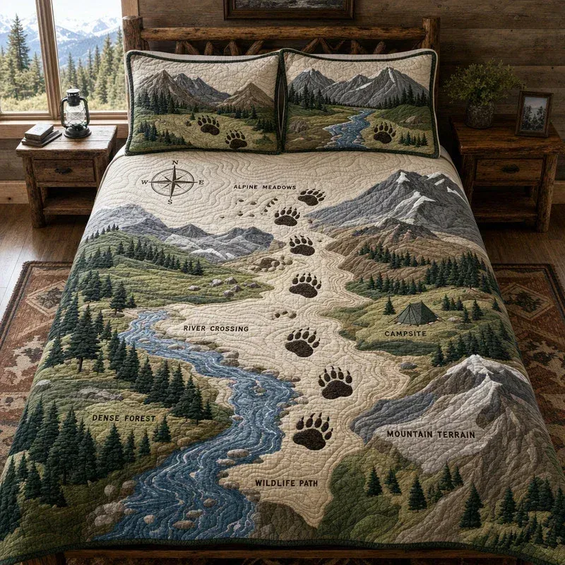 Nature Reserve Map Bamboo Quilt Bedding Set