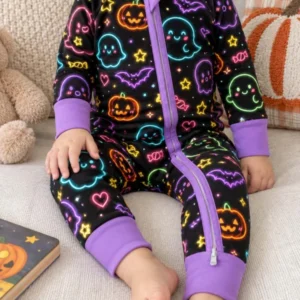 Neon Cute Ghost Halloween Party Bamboo Convertible Zippy