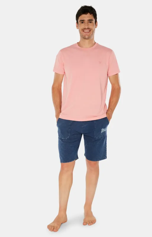 Tee-shirt Homme manches courtes uni Bleu 8
