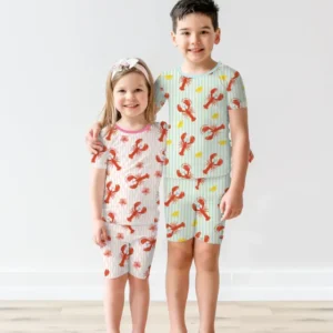 Crawfish Pinch Bamboo Two Piece Short Sleeve Shorts Pajama Set