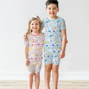 Baseball Crew Bamboo Two Piece Short Sleeve Shorts Pajama Set