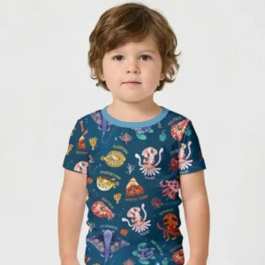Deep Blue Wonders Bamboo Two Piece Short Sleeve Shorts Pajama Set