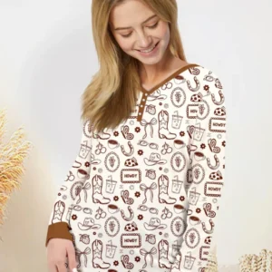 Doodle Wild West Cowgirl Bamboo Women Pajama Set