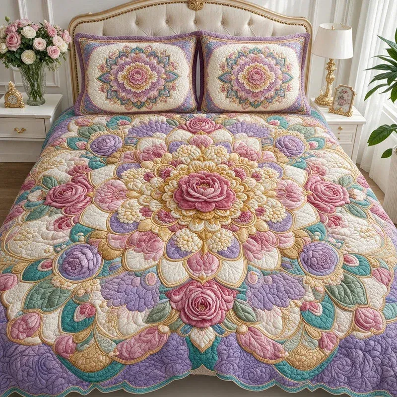 Petal Mandala Bamboo Quilt Bedding Set