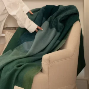 Recycled Wool Blanket in Green Frame Check