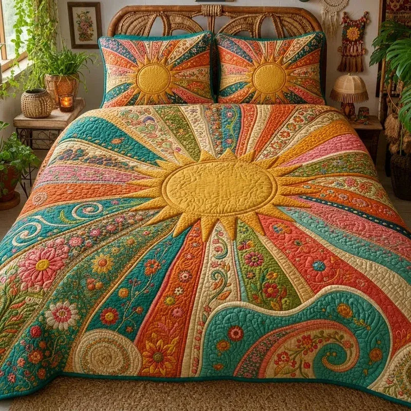 Rainbow Sunshine Bamboo Quilt Bedding Set