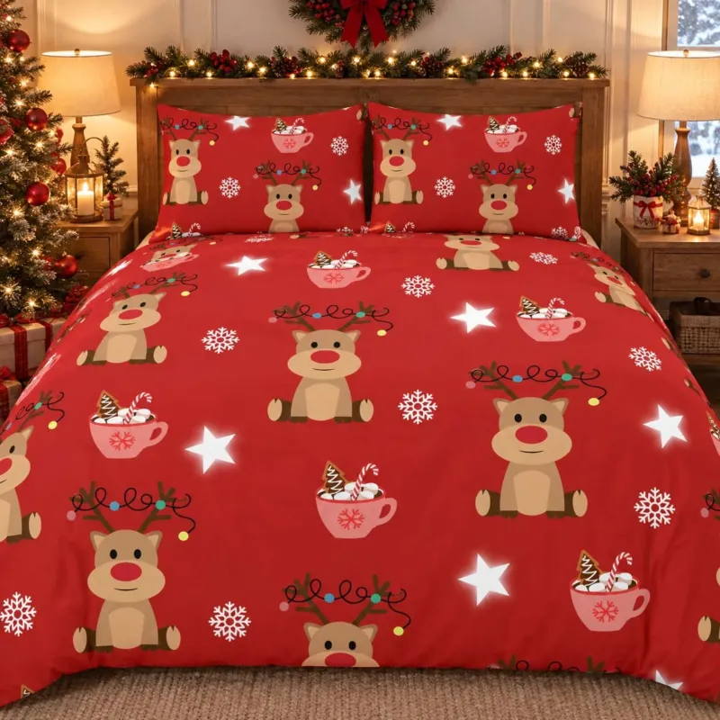 Reindeer Cocoa Christmas Bamboo Bedding Set