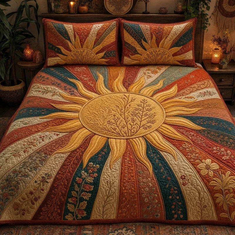 Retro Wave Bamboo Quilt Bedding Set