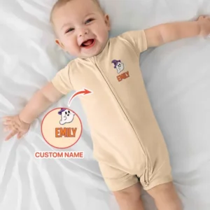 Personalized My First Halloween Baby Ghost Bamboo Shorty Zippy