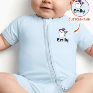 Personalized Spooky One Baby Boo Halloween First Birthday Bamboo Shorty Zippy