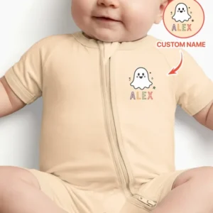 Custom Name Halloween 1st Birthday Bamboo Shorty Zippy