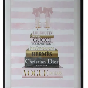 Gold Striped Background with Shoes Print