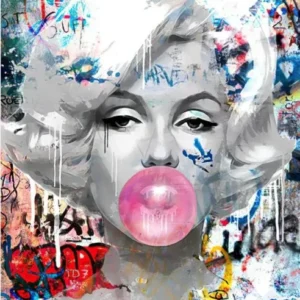 Marilyn Monroe Bubble Gum Graffiti Framed Print