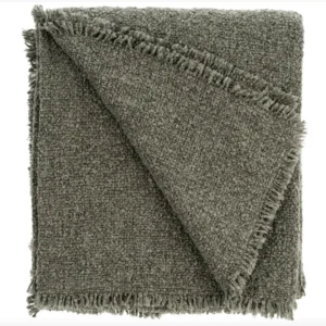 Fringed Boucle Throw Blanket Forest