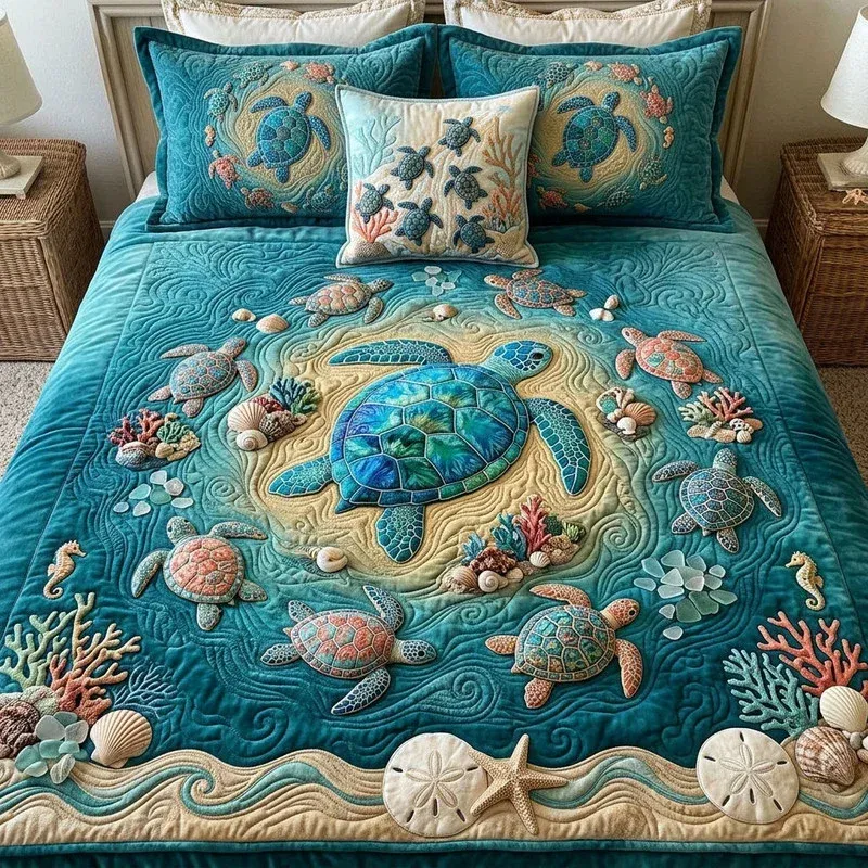 Sea Swirl Bamboo Quilt Bedding Set