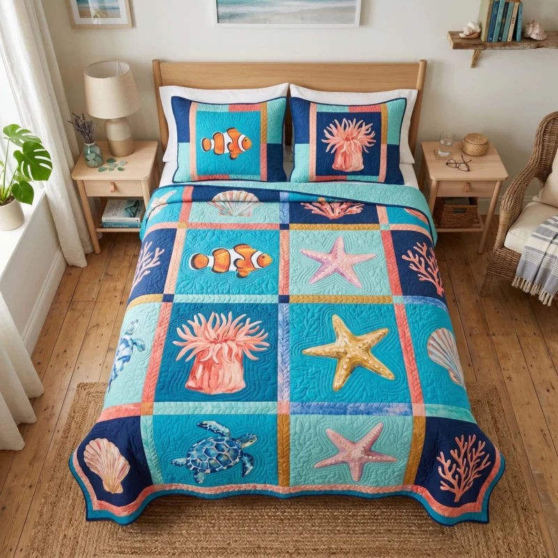 Sea Horizon Bamboo Quilt Bedding Set
