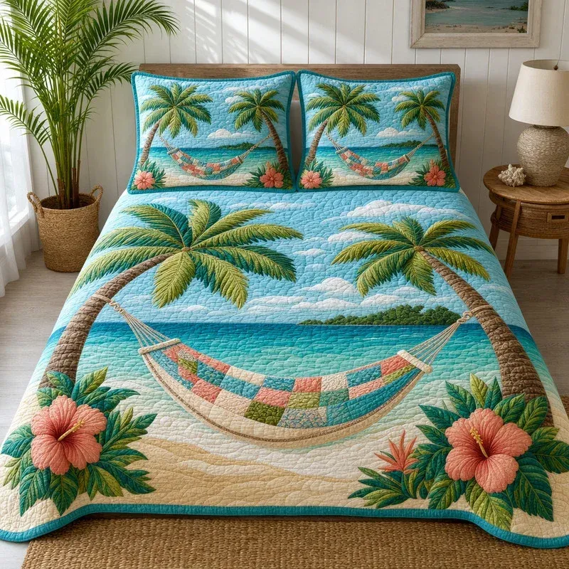Seaside Relax Coastal Bamboo Quilt Bedding Set