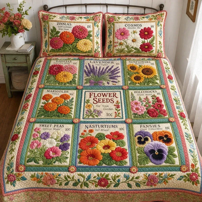 Seed Packet Bamboo Quilt Bedding Set