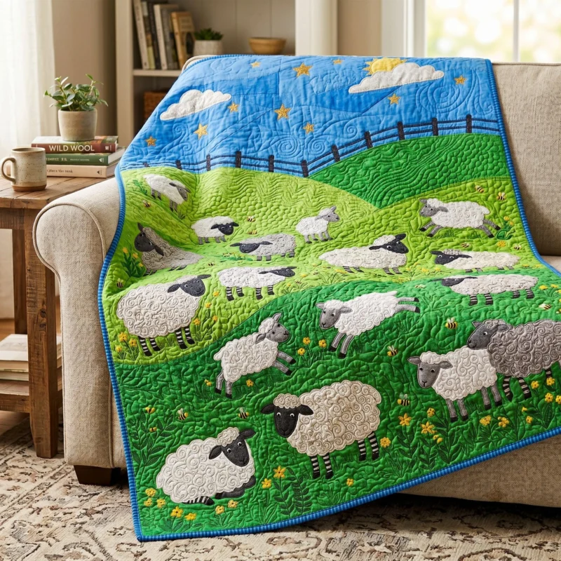 Sheep Pasture Bamboo Quilt Blanket