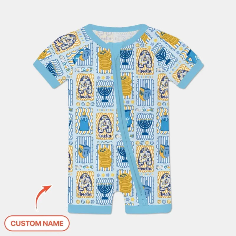 Custom Name Hanukkah Wonderland Bamboo Shorty Zippy