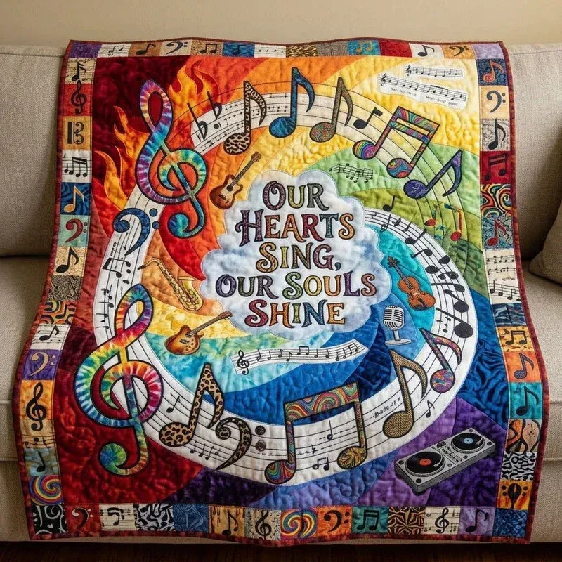 Singing Soul Hearts Bamboo Quilt Blanket