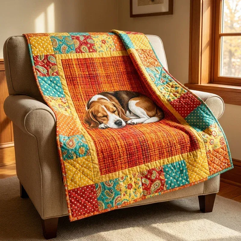 Sleeping Beagle Bamboo Quilt Blanket