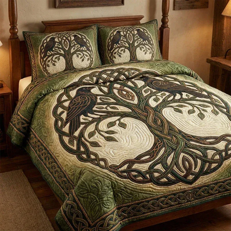 Solitary Raven Tree Bamboo Quilt Bedding Set