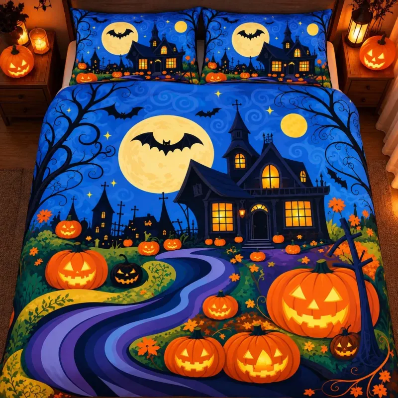Spooky Pumpkin Garden Bamboo Bedding Set