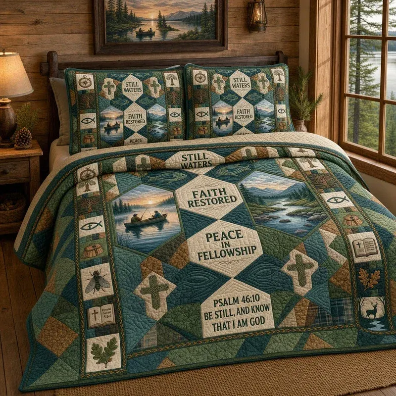 Still Waters Peace Bamboo Quilt Bedding Set