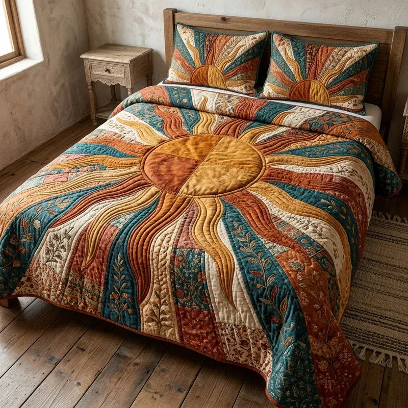 Sunburst Tapestry Bamboo Quilt Bedding Set