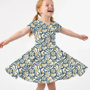 Retro Daisy Bloom Bamboo Twirl Dress