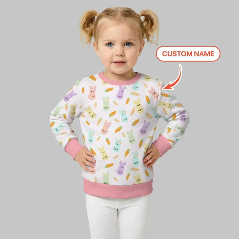 Custom Name Easter Bunny Bamboo Crewneck Sweatshirt