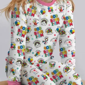 God Says I Am Autism Awareness Bamboo Two Piece Long Sleeve Pajama Set