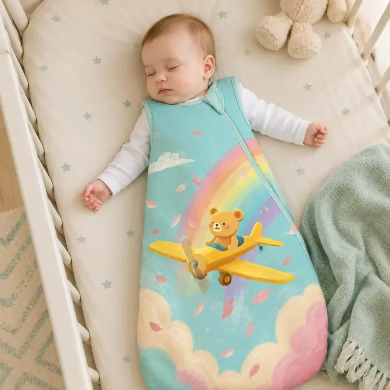 Teddy Rainbow Flight Bamboo Sleep Bag