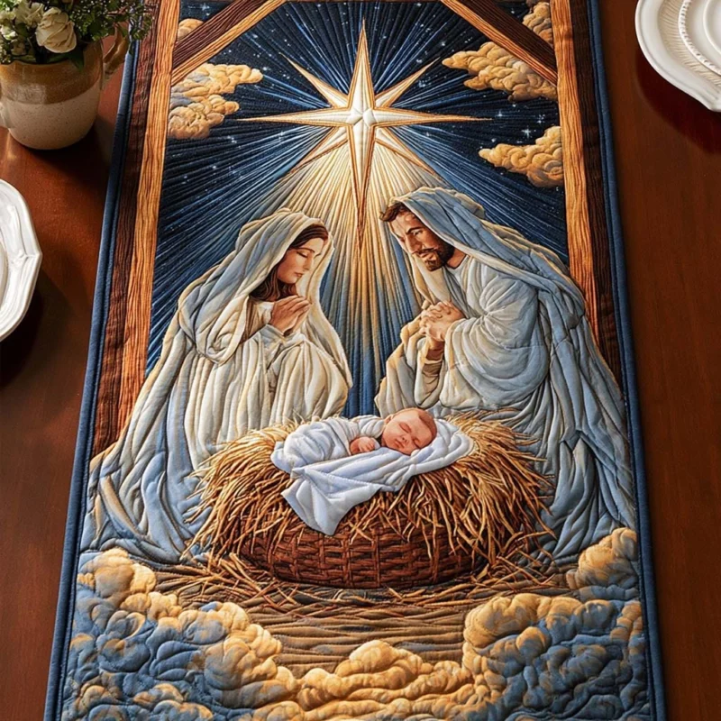 Tender Holy Family Quilt Table Runner