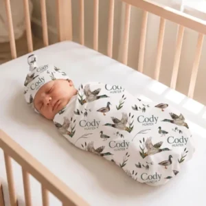 Personalized Watercolor Mallard Bamboo Swaddle Blanket