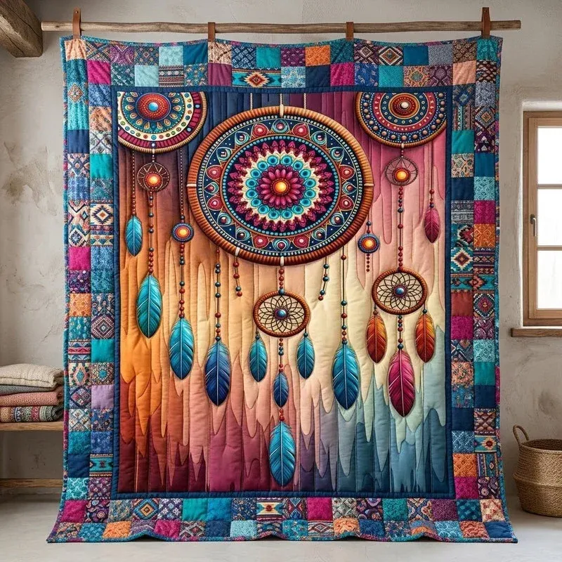 Tribal Mandala Bamboo Quilt Blanket
