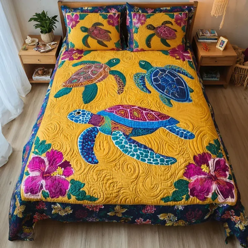 Tropical Flora Bamboo Quilt Bedding Set