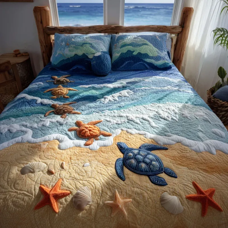 Turtle Harbor Bamboo Quilt Bedding Set
