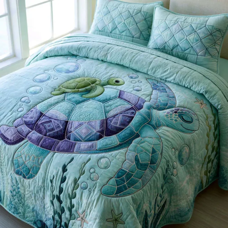 Turtle Timeless Journey Bamboo Quilt Bedding Set