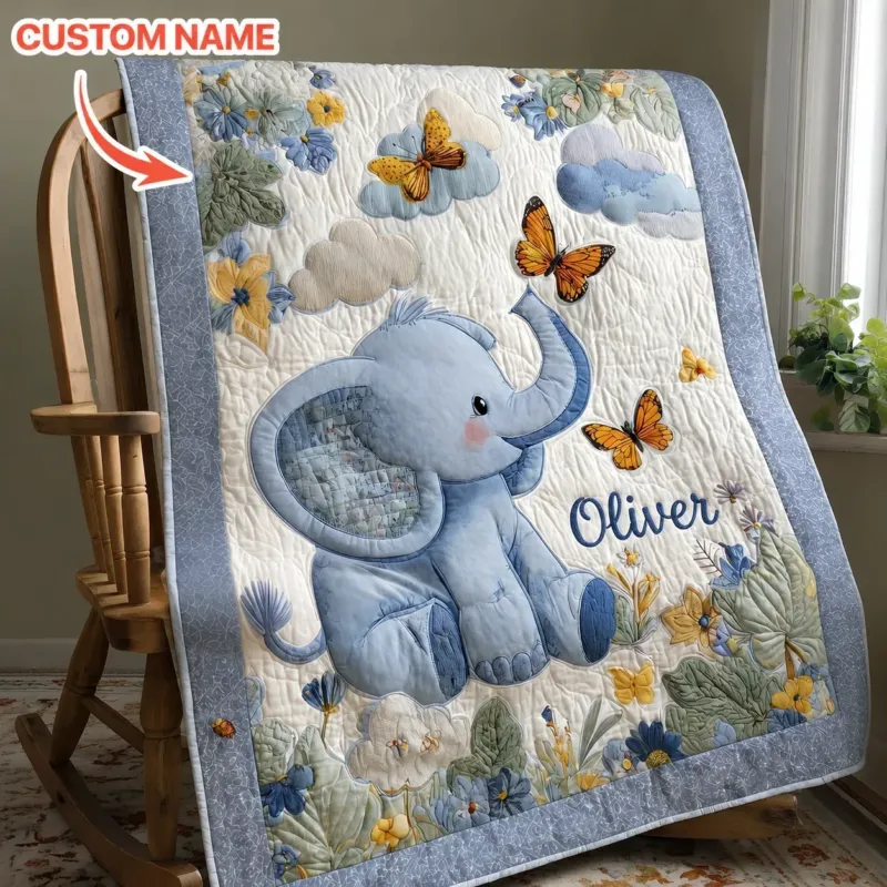 Wild Elephant Custom Bamboo Quilt Blanket