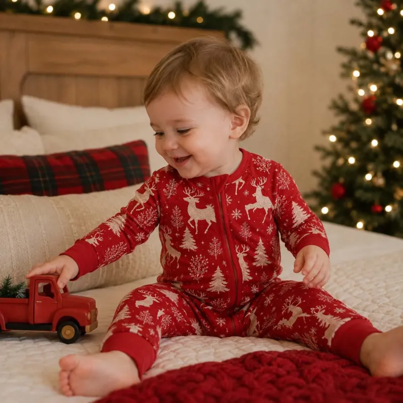 Winter Reindeer Christmas Forest Bamboo Convertible Zippy