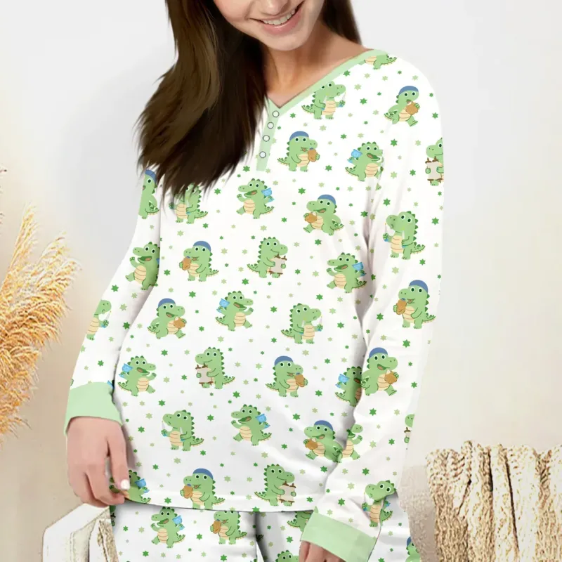 Shabbat Dinosaur Bamboo Women Pajama Set