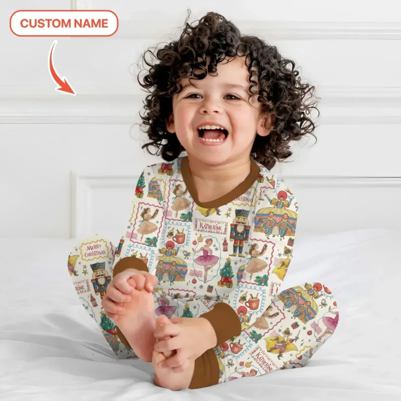 Custom Name "Magic of The Nutcracker" Merry Christmas Bamboo Two Piece Long Sleeve Pajama Set