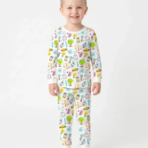 Tiny Scientist Explores The World Bamboo Two Piece Long Sleeve Pajama Set