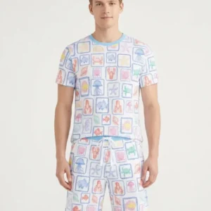 Coastal Treasures Family Matching Bamboo Men Short Sleeve Short Pajama Set