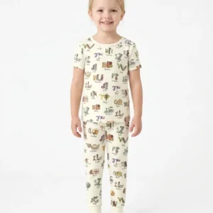 Texas Alphabet Bamboo Two Piece Short Sleeve Pajama Set