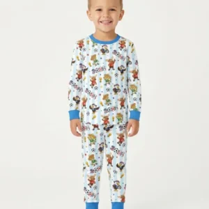 Striped Cute Mascots Soccer Cup 2026 Bamboo Two Piece Long Sleeve Pajama Set