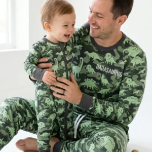 Embroidered Matching With Dadasaurus Bamboo Men's Pajama Set