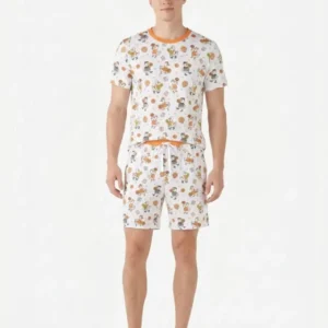 Silly Goose Playing Basketball Bamboo Men Short Sleeve Short Pajama Set